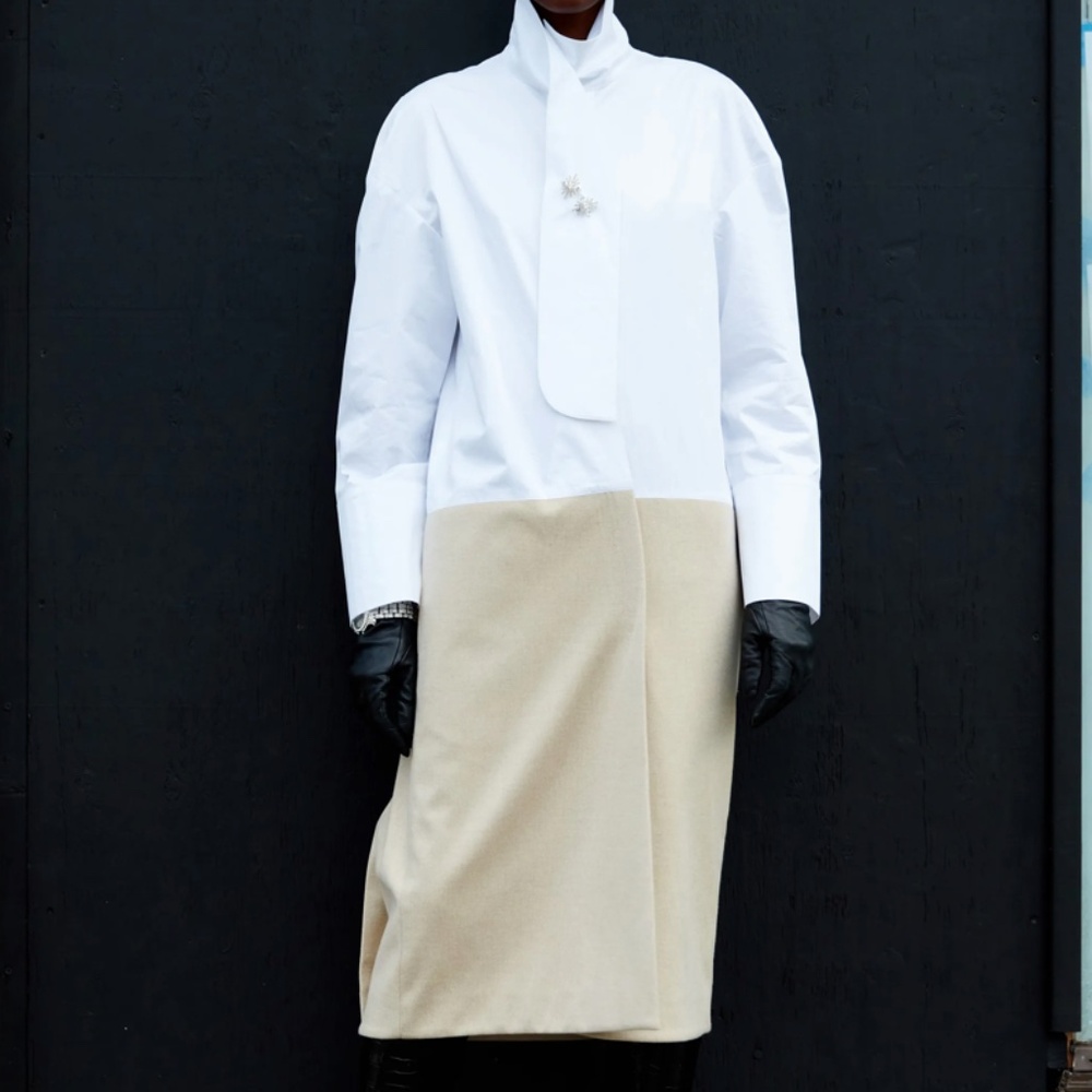 Tibi poplin and wool dress